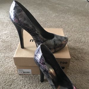 Silver Black High Heel platform Women Stilettos